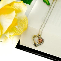 Enchanted Disney Belle Pendant with .10 Carat TW of Diamonds in Sterling Silver and 10kt Rose Gold with Chain
