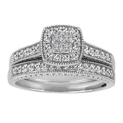 Bridal Set with .50 Carat TW of Diamonds in 10kt White Gold