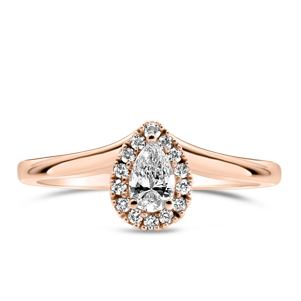 Colourless Collection Halo Engagement Ring with .27 Carat TW of Diamonds in 18kt Rose Gold