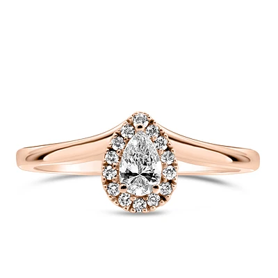 Colourless Collection Halo Engagement Ring with .27 Carat TW of Diamonds in 18kt Rose Gold