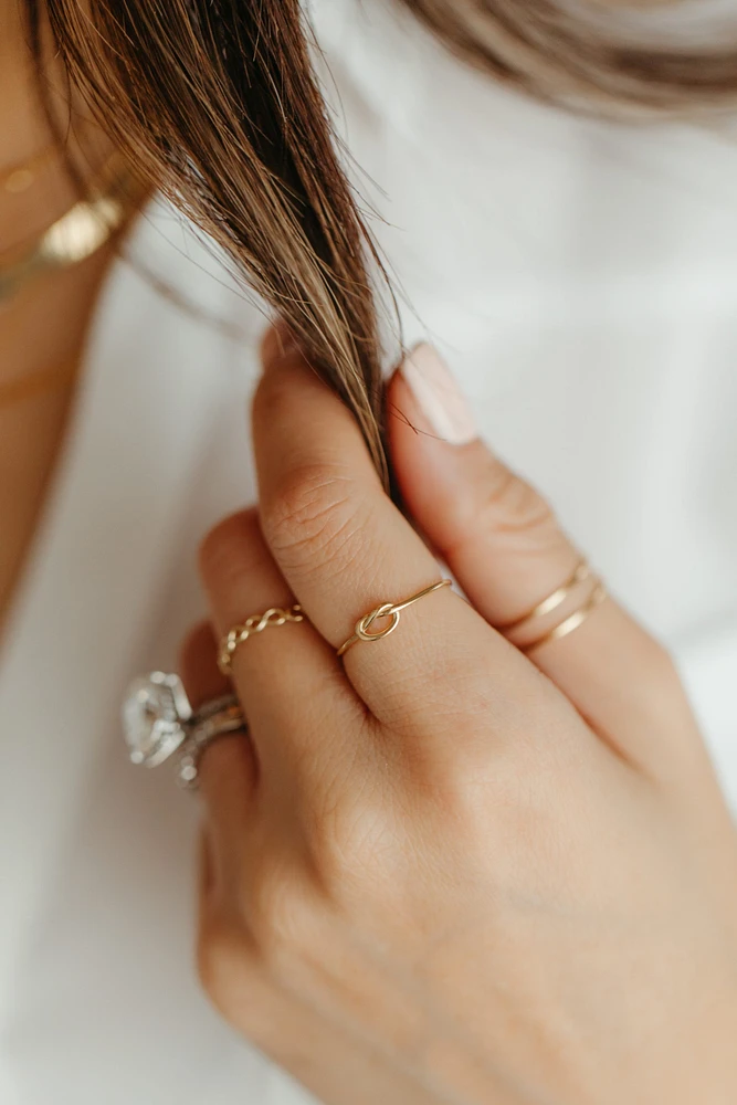 Everyday Stacking Love Knot Ring in 10kt Yellow Gold