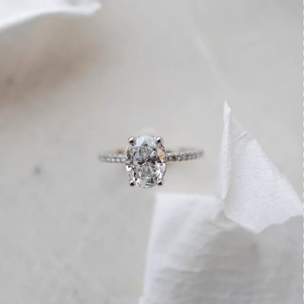Oval Engagement Ring with 2.55 Carat TW of Diamonds in 14kt White Gold
