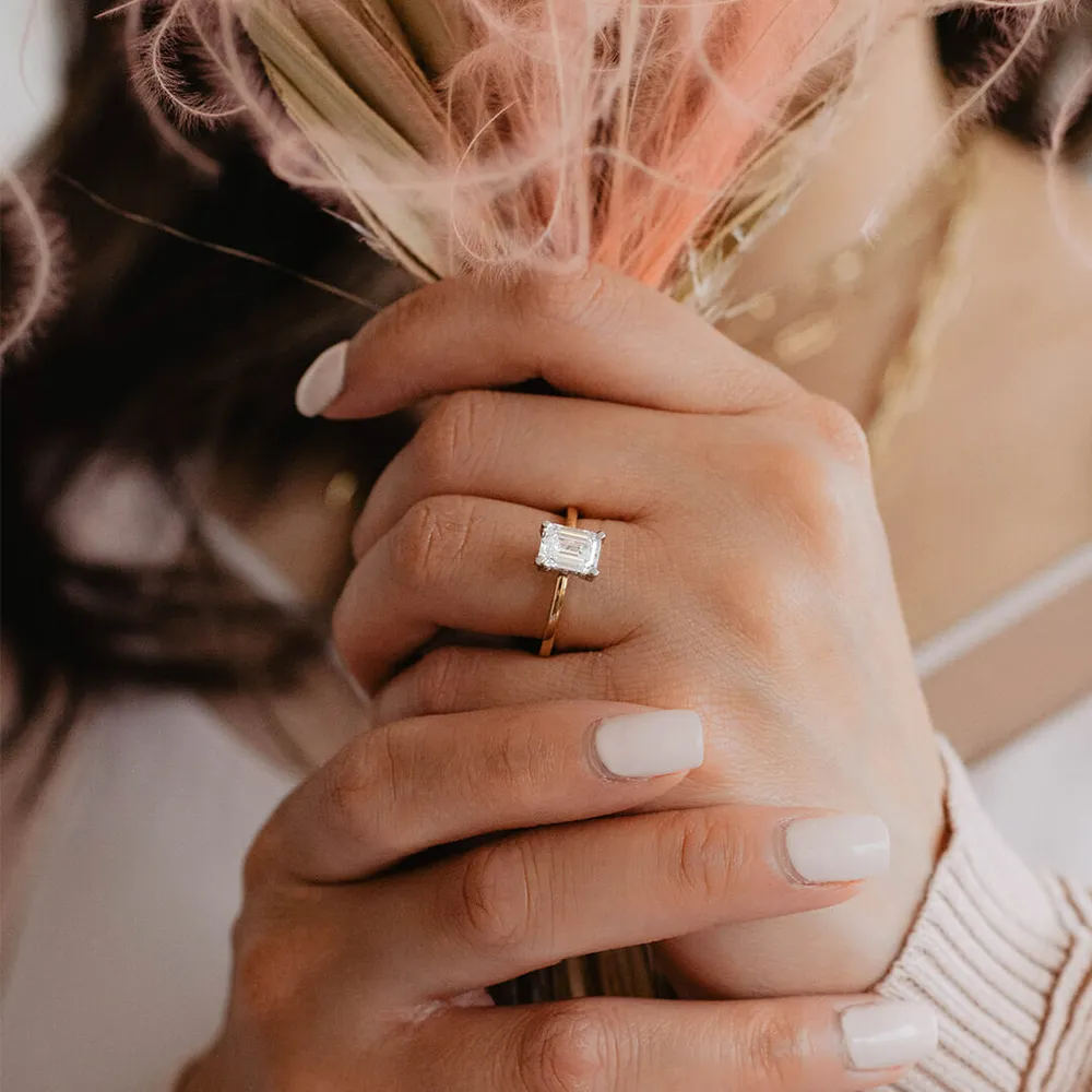 Eternal Icon Emerald Solitaire Engagement Ring with 1.63 Carat TW of Diamonds in 18kt Yellow Gold