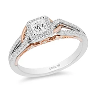 Enchanted Disney Aurora Engagement Ring with .50 Carat TW of Diamonds in 14kt White and Rose Gold