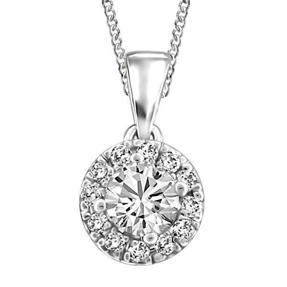 Fire of the North Canadian Diamond Pendant with .50 Carat TW of Diamonds in 14kt White Gold with Chain