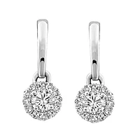 Fire of the North Halo Drop Earrings with .50 Carat TW of Diamonds in 14kt White Gold