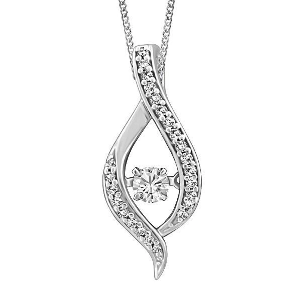 Luminance Fire of the North Canadian Diamond Pendant with .12 Carat TW of Diamonds in 10kt White Gold with Chain