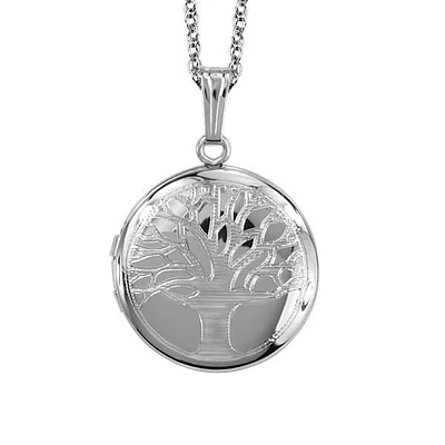 Family Tree Circle Locket in Sterling Silver With Chain