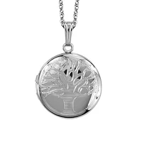 Family Tree Circle Locket in Sterling Silver With Chain