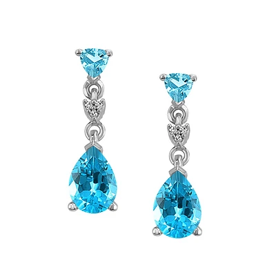 Earrings with .02 Carat TW of Diamonds and Blue Topaz in 10kt White Gold