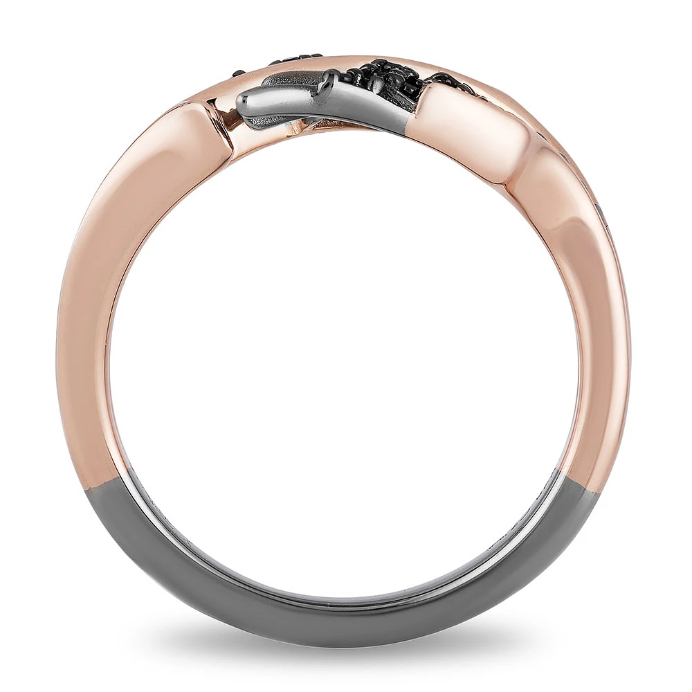 Enchanted Disney Villain Maleficent Ring with .10 Carat TW of Black Diamonds in Black Rhodium Plated Sterling Silver and 10kt Rose Gold
