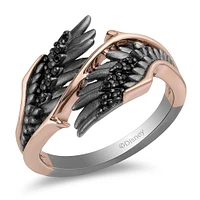 Enchanted Disney Villain Maleficent Ring with .10 Carat TW of Black Diamonds in Black Rhodium Plated Sterling Silver and 10kt Rose Gold