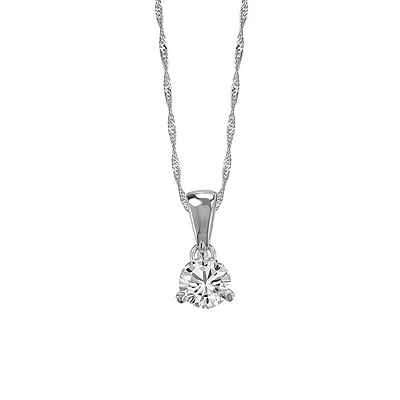 Fire of the North Canadian Diamond Pendant with Carat Diamond in 14kt White Gold with Chain