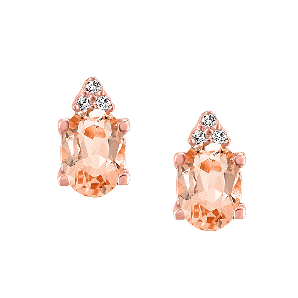 Earrings with .01 Carat TW of Diamonds and Morganite in 10kt Rose Gold