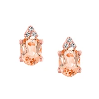 Earrings with .01 Carat TW of Diamonds and Morganite in 10kt Rose Gold