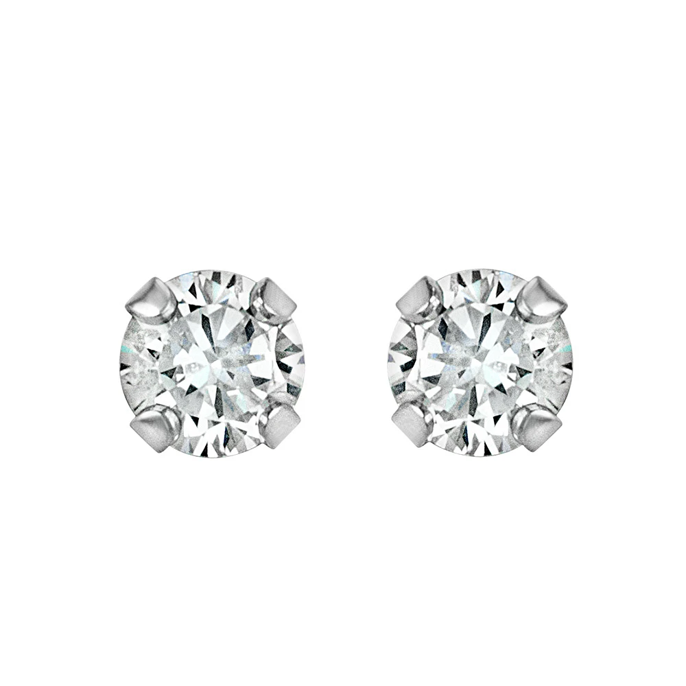 Childrens’ Precious Forever Earrings with Cubic Zirconia in 14kt White Gold