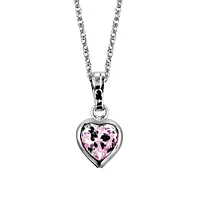 Childrens’ Precious Forever Pendant with Pink Cubic Zirconia in Sterling Silver with Chain