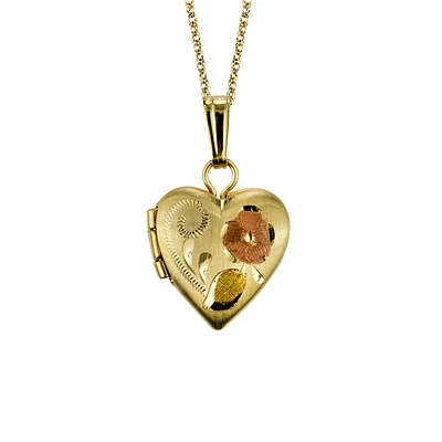 Childrens’ Precious Forever Heart Locket in 14kt White, Yellow and Rose Gold with Chain