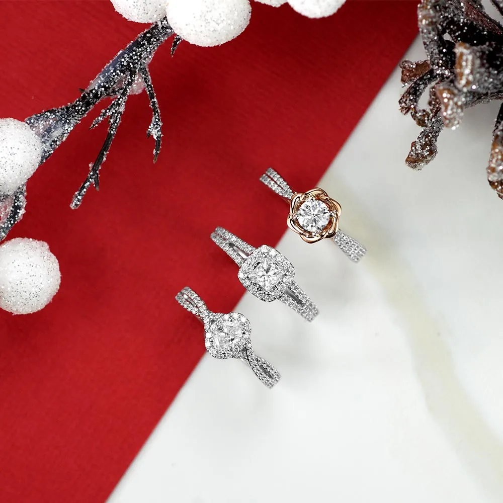 Enchanted Disney Cinderella Engagement Ring with .75 Carat TW of Diamonds in 14kt White Gold