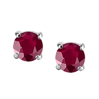 4MM Stud Earrings With Ruby In 14kt White Gold