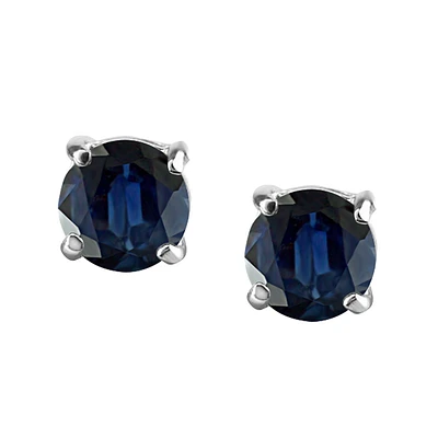4MM Stud Earrings With Sapphire In 14kt White Gold