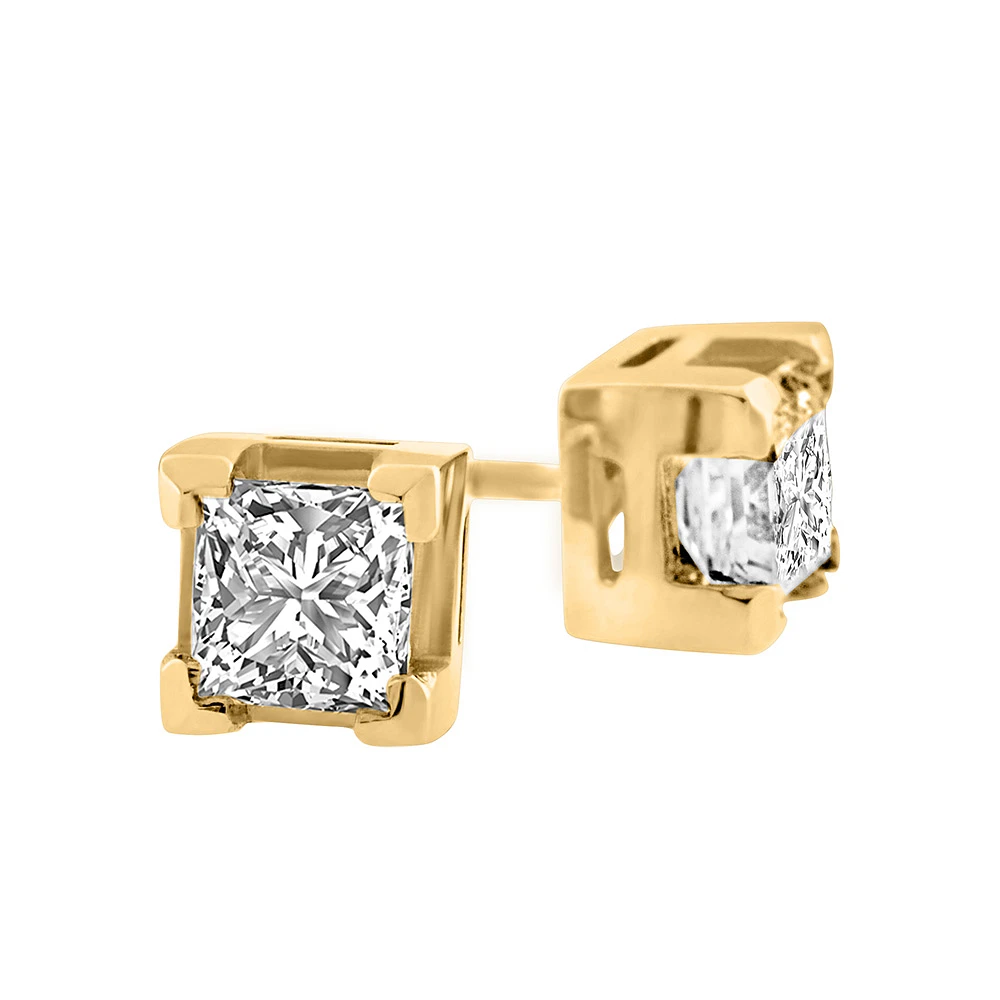 Stud Earrings with .75 Carat TW of Diamonds in 14kt Yellow Gold