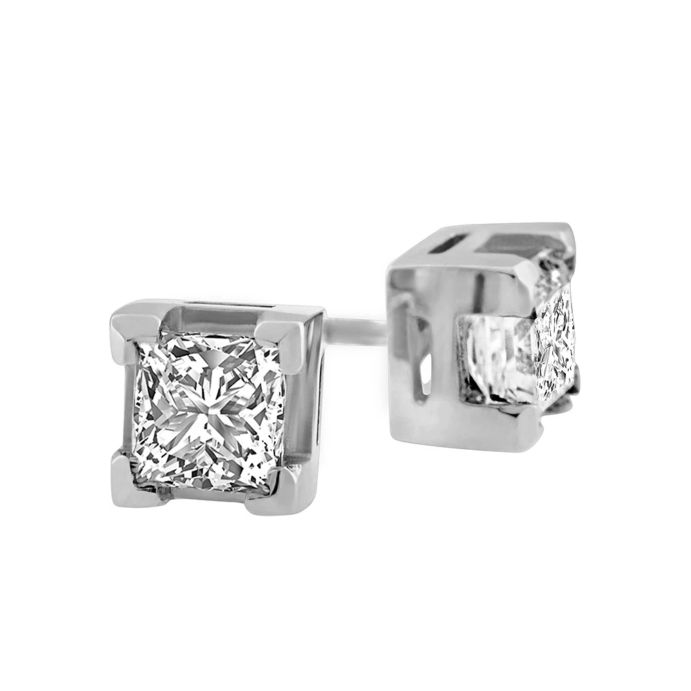 Stud Earrings with .50 Carat TW of Diamonds in 14kt White Gold