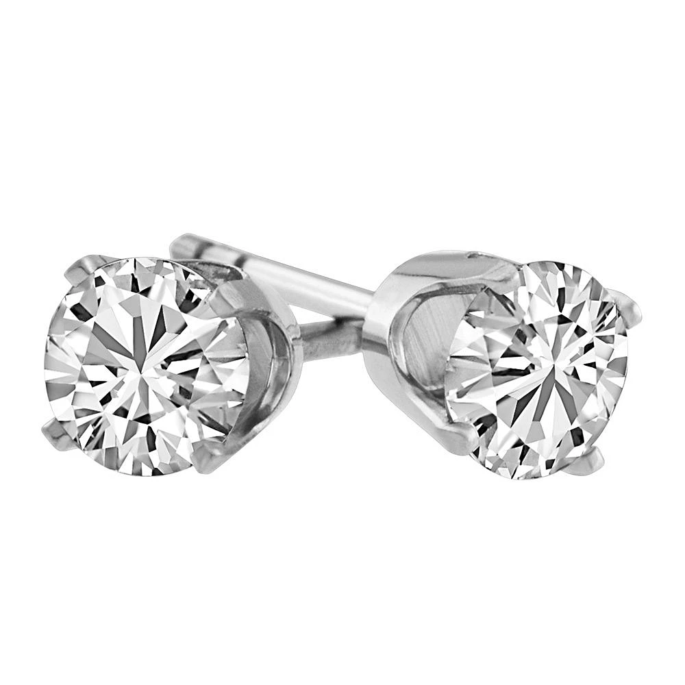 Stud Earrings with Carat TW of Cubic Zirconia in 14kt White Gold