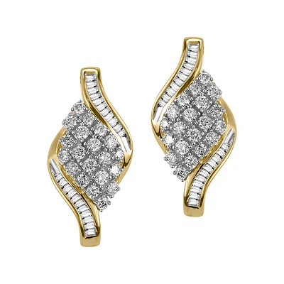 Earrings with .75 Carat TW of Diamonds in 10kt Yellow Gold
