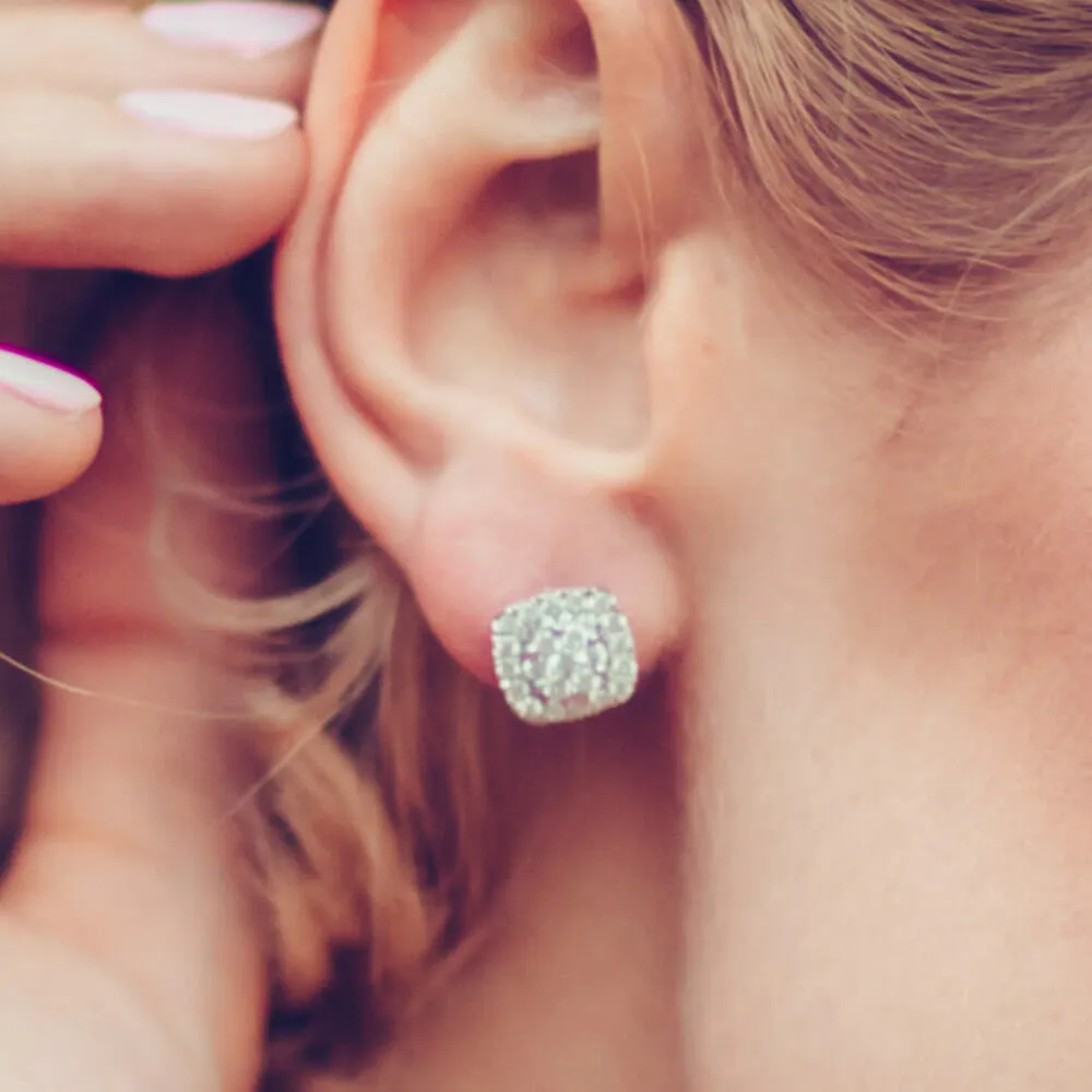 Earrings with 1.00 Carat TW of Diamonds in 14kt White Gold