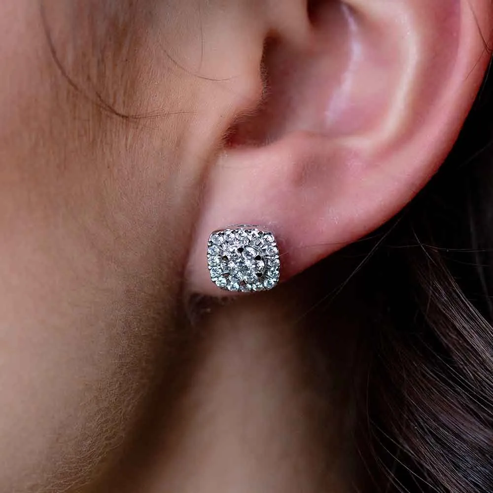 Earrings with 1.00 Carat TW of Diamonds in 14kt White Gold