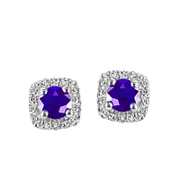 Stud Earrings with .16 Carat TW of Diamonds and Tanzanite in 10kt White Gold