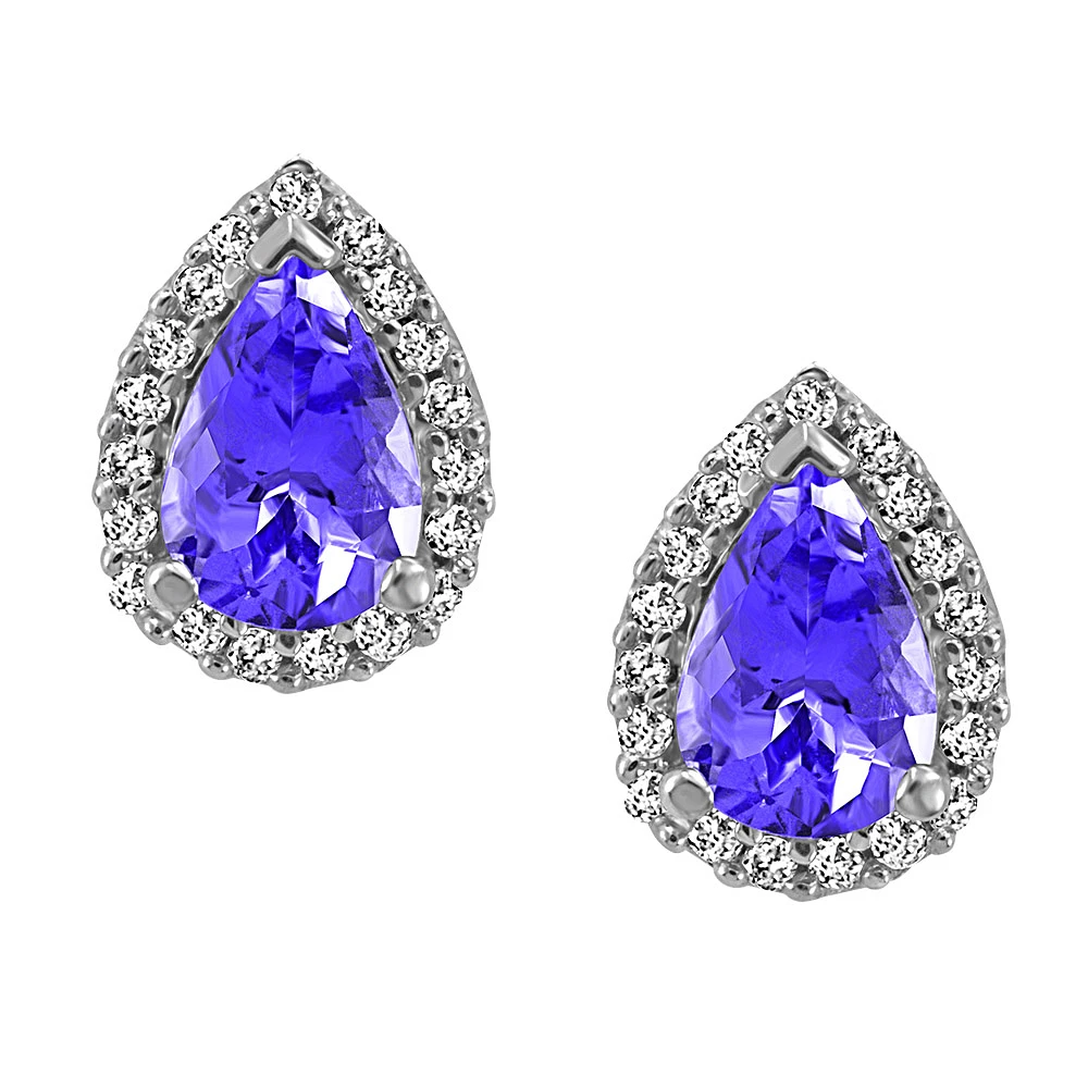 Earrings with .12 Carat TW of Diamonds and Tanzanite in 10kt White Gold