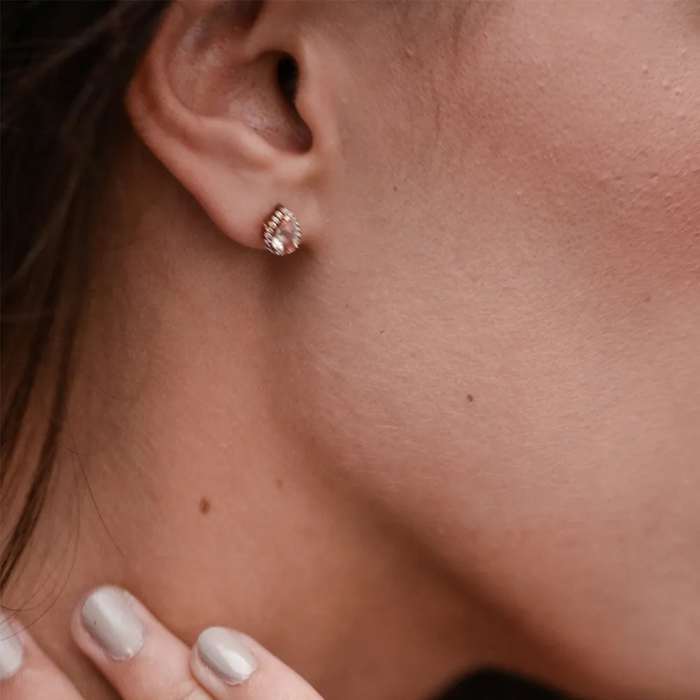 Earrings with .12 Carat TW of Diamonds in Morganite in 10kt Rose Gold