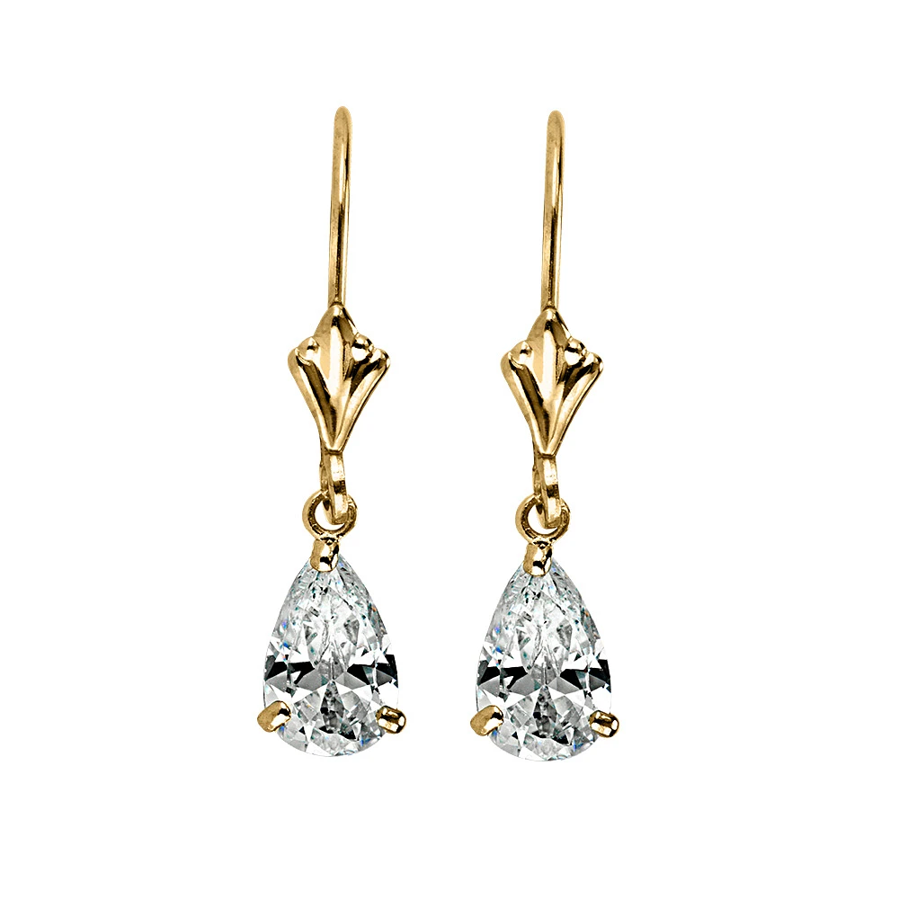Drop Earrings with Cubic Zirconia in 10kt Yellow Gold