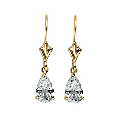 Drop Earrings with Cubic Zirconia in 10kt Yellow Gold