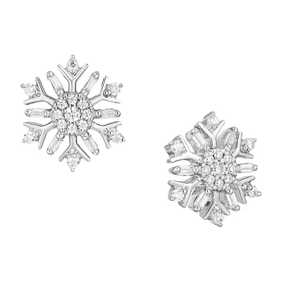Enchanted Disney Elsa Earrings with .25 Carat TW of Diamonds in Silver