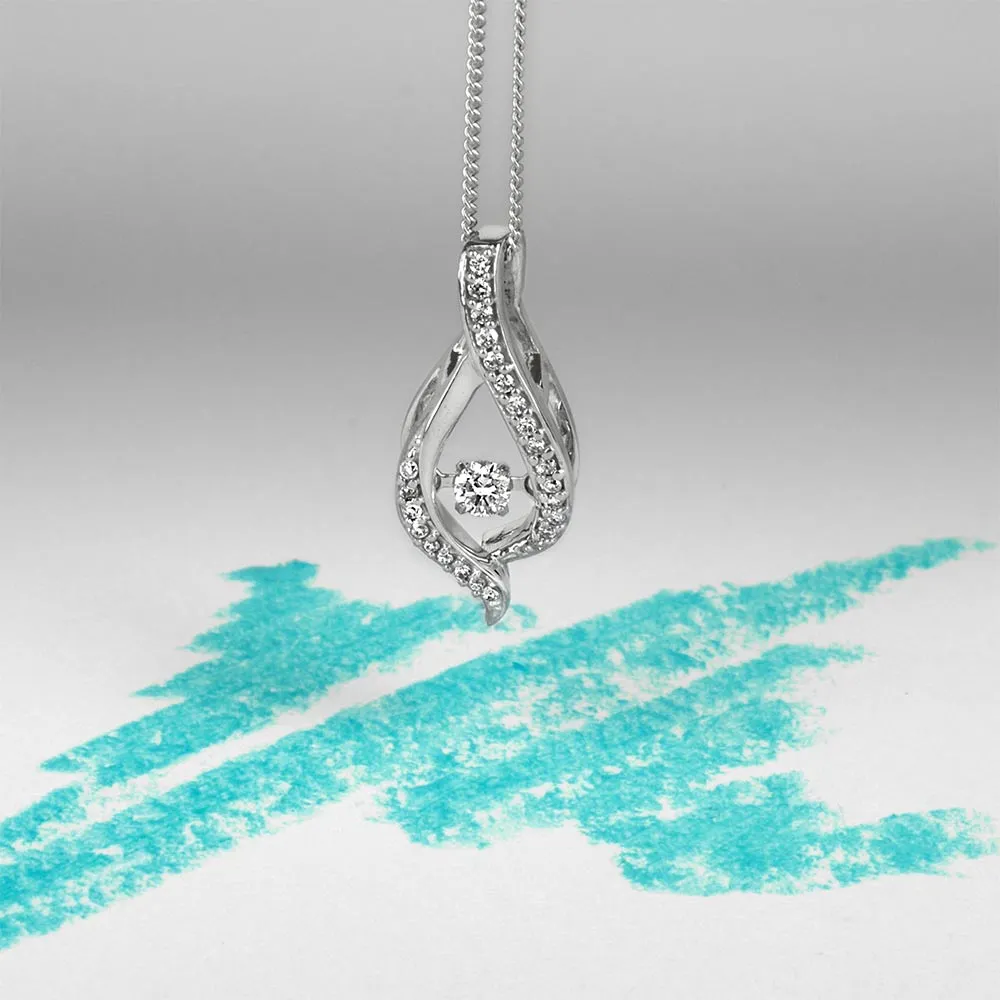 Luminance Fire of the North Canadian Diamond Pendant with .12 Carat TW of Diamonds in 10kt White Gold with Chain