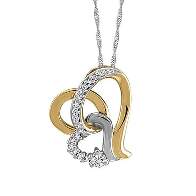 Fire of the North Canadian Diamond Heart Pendant with .10 Carat TW of Diamonds in 10kt White and Yellow Gold with Chain