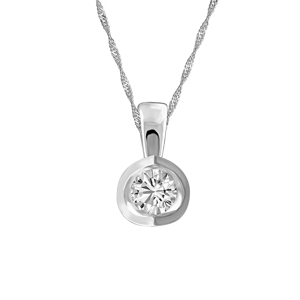 Pendant with Carat Diamond in 14kt White Gold with Chain