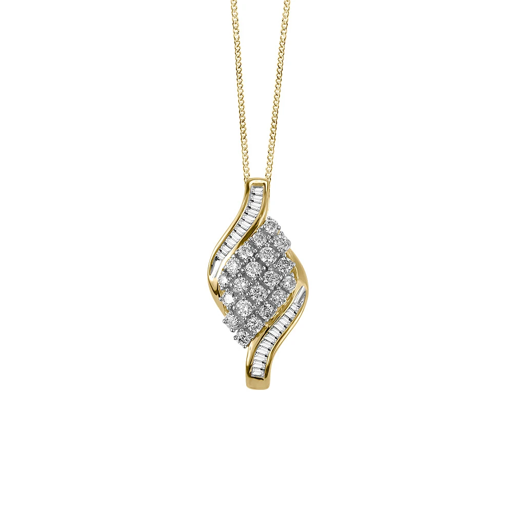 10KT Yellow Gold Diamond Pendant with Chain