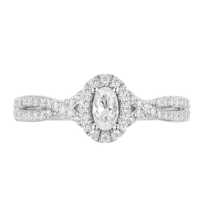 Enchanted Disney Ariel Engagement Ring with .63 Carat TW of Diamonds in 14kt White and Rose Gold