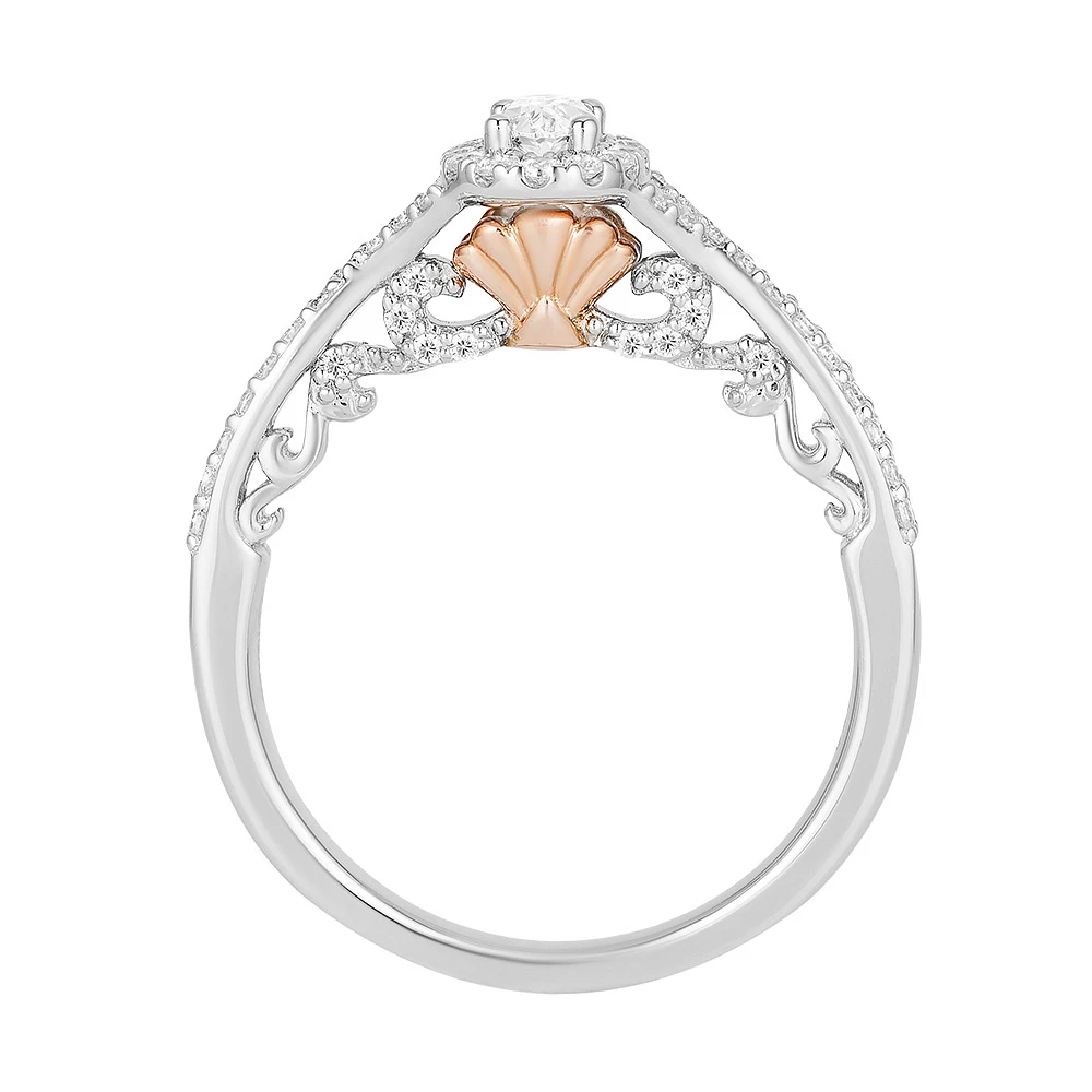 Enchanted Disney Ariel Engagement Ring with .63 Carat TW of Diamonds in 14kt White and Rose Gold