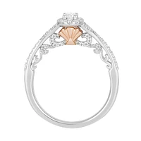 Enchanted Disney Ariel Engagement Ring with .63 Carat TW of Diamonds in 14kt White and Rose Gold
