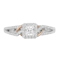 Enchanted Disney Aurora Engagement Ring with .50 Carat TW of Diamonds in 14kt White and Rose Gold