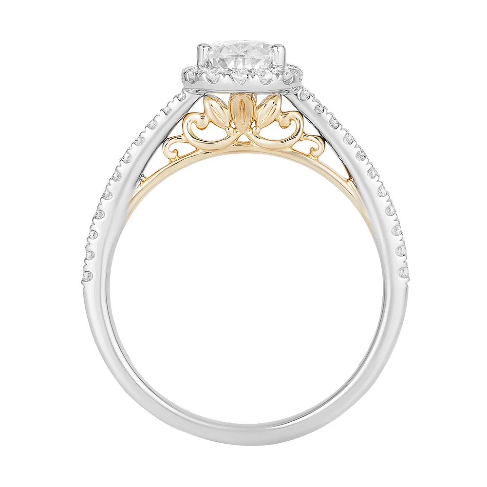Enchanted Disney Rapunzel Engagement Ring with .75 Carat TW of Diamonds in 14kt White and Yellow Gold