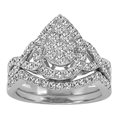 Bridal Set with 1.00 Carat TW of Diamonds in 10kt White Gold
