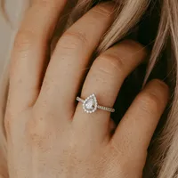 Fire of the North Halo Engagement Ring with .91 Carat TW of Diamonds in 18kt White Gold