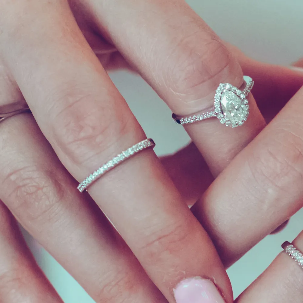 Matching Wedding Band with .12 Carat TW of Diamonds in 18kt White Gold