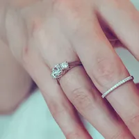 Fire of the North Three Stone Engagement Ring with 1.02 Carat TW of Diamonds in 18kt White Gold